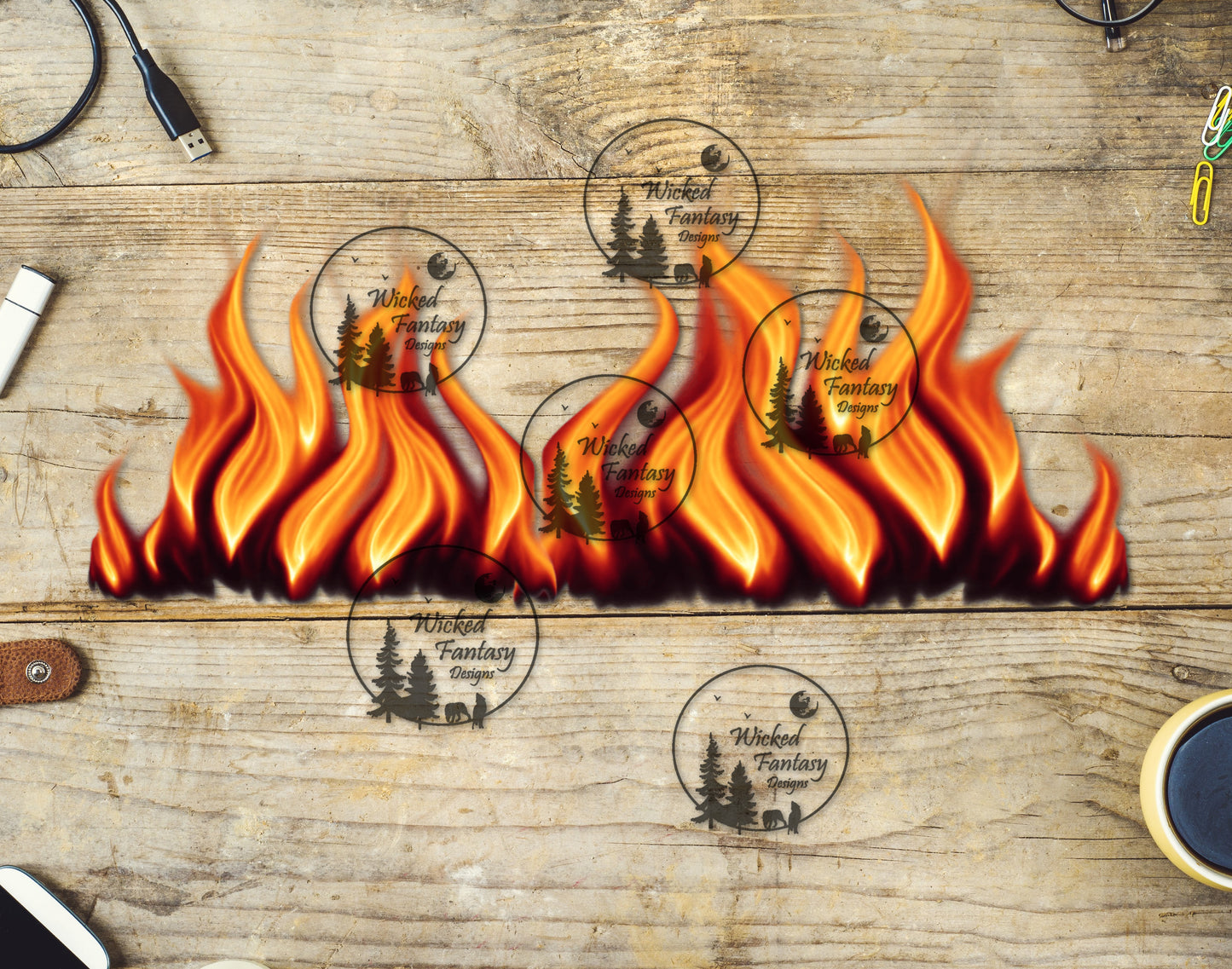 UVDTF Decal Tumbler Element Flames Realistic