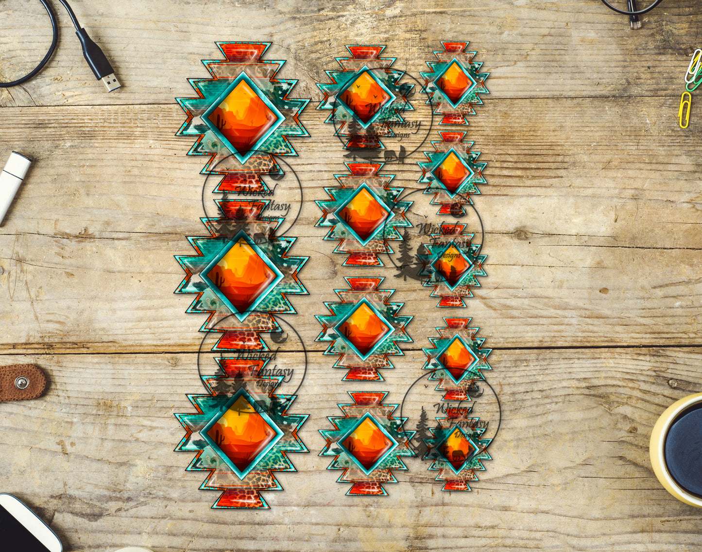 UVDTF Decal Aztec Southwestern Sunset Conchos 6"x7"