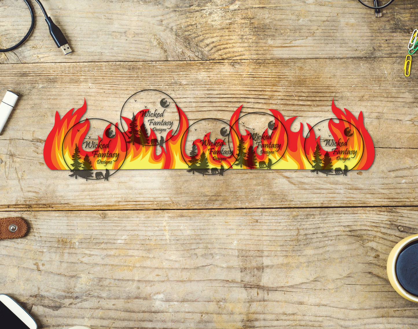 UVDTF Decal Tumbler Element Flames Cartoon