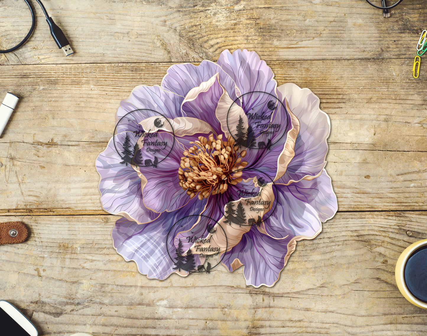 UVDTF Lavender and Cream Watercolor Flower