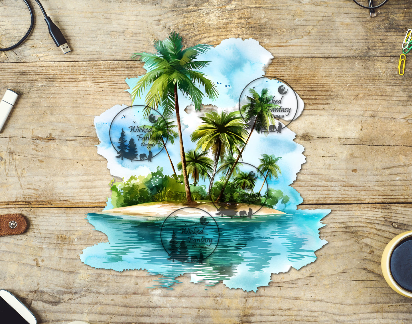 UVDTF Aqua Sunshine Beach Tropical Scene