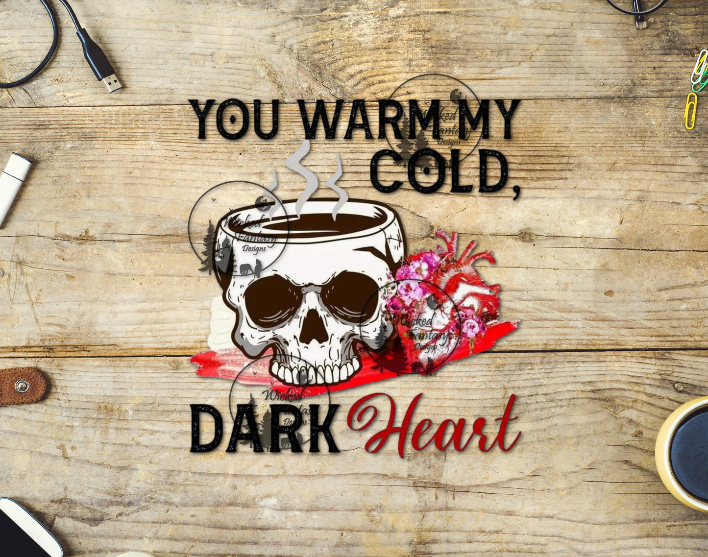 UVDTF You Warm My Cold Dark Heart Skull