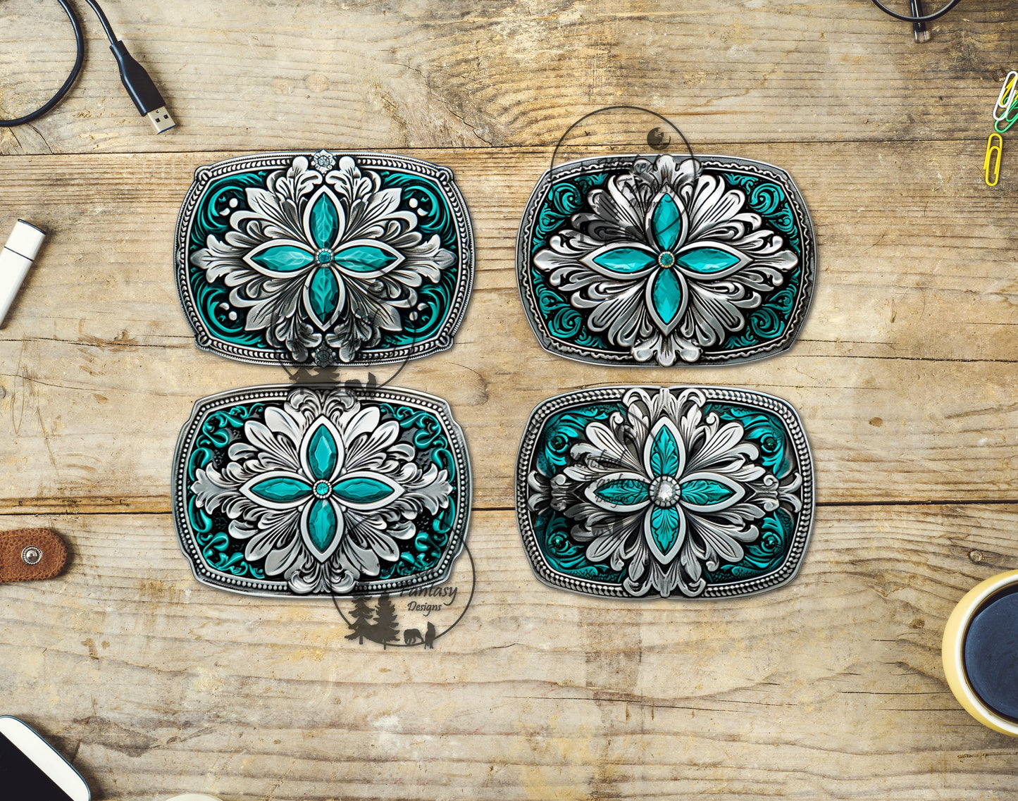 UVDTF Turquoise Western Belt Buckles Element Sheets
