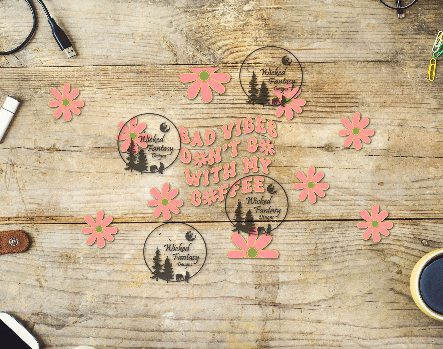 UVDTF Bad Vibes Don't Go With My Coffee 16oz Can Wrap Tumbler Element