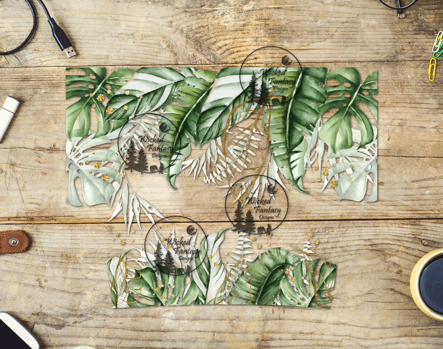 UVDTF Decal Element 40oz Tumbler Wrap Tropical Leaves