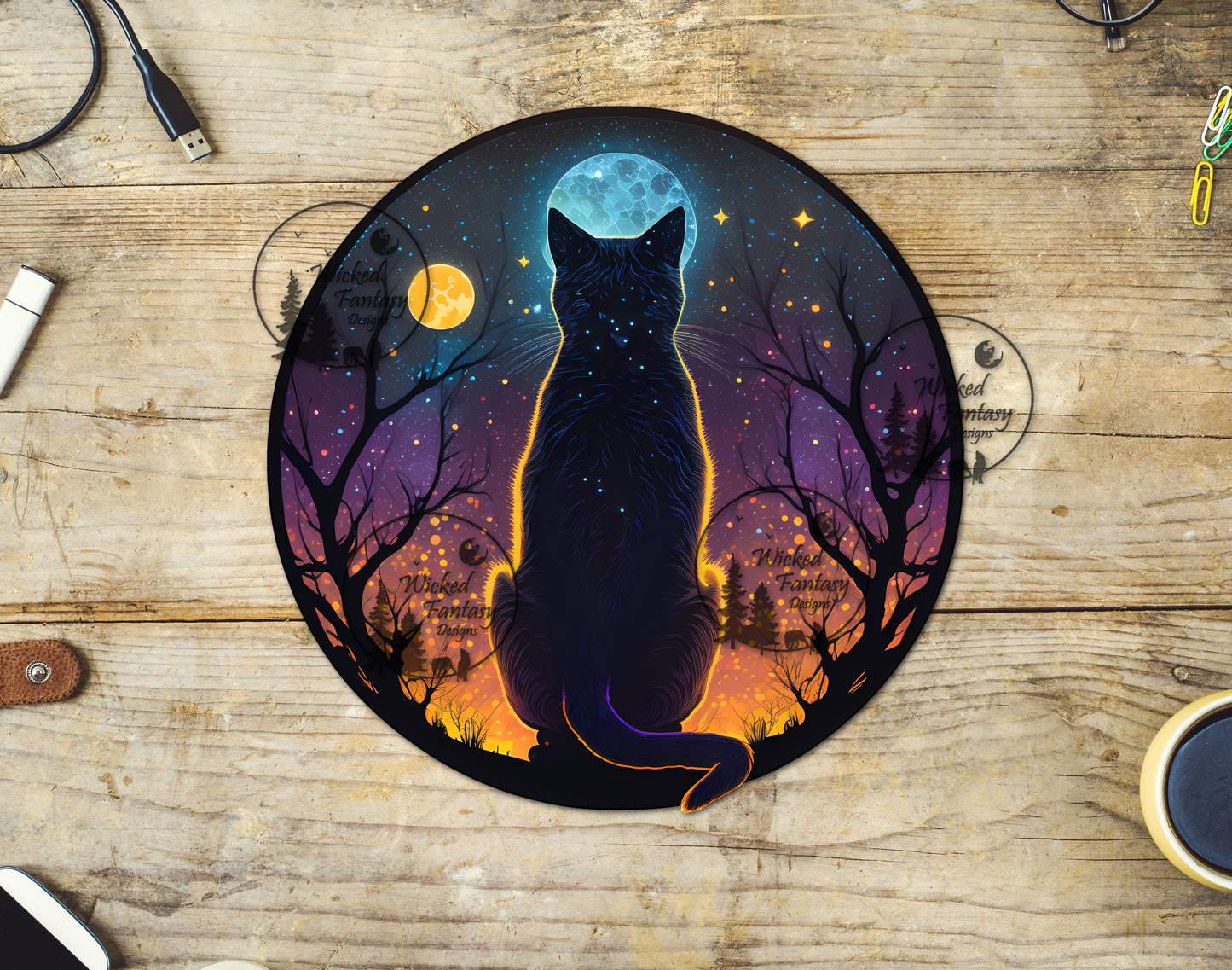 UVDTF Black Cat Silhouette Night Sky