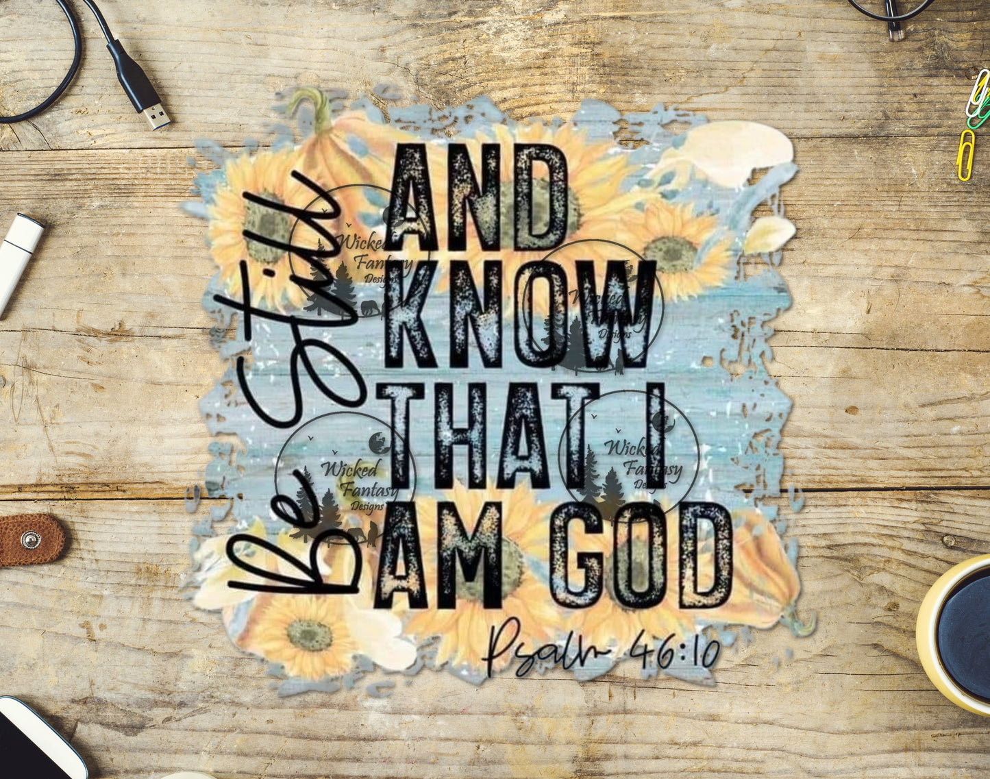 UVDTF Be Still and Know That I am God Sunflowers Religious