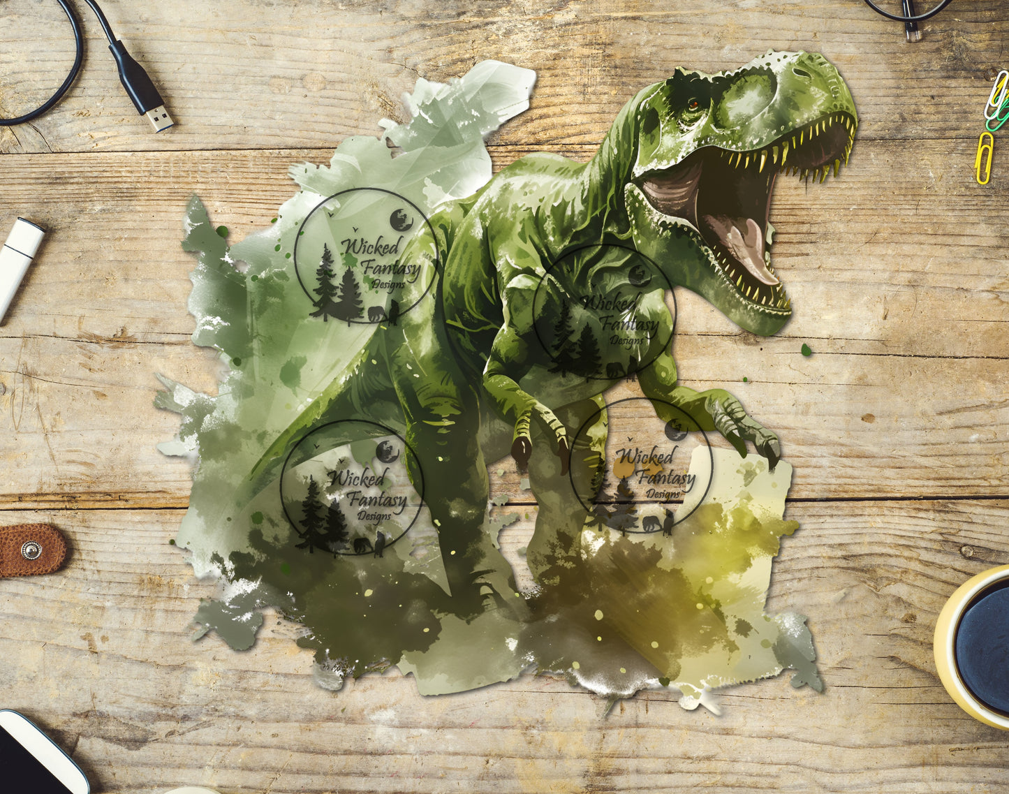 UVDTF Roaring T-Rex and Jungle Background