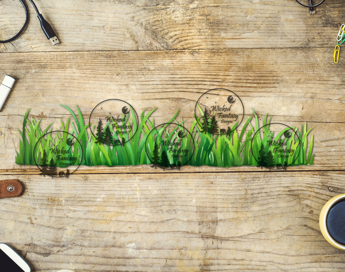 UVDTF Decal Tumbler Element Green Grass Border