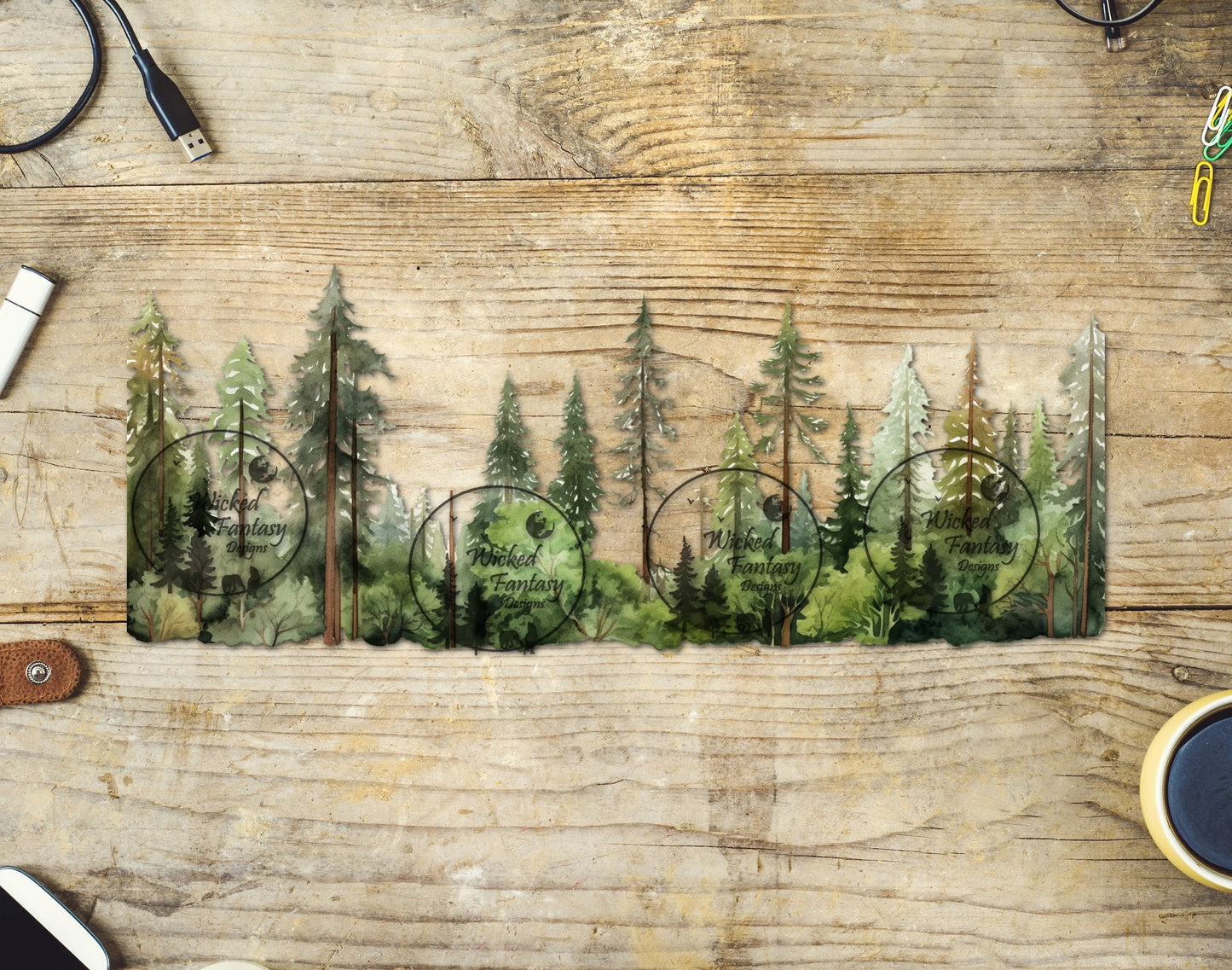 UVDTF Decal Tumbler Element Pine Tree Border