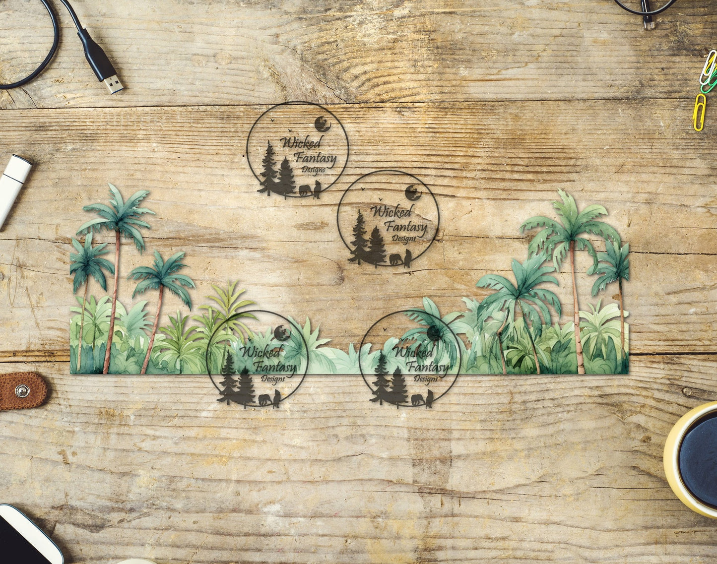 UVDTF Decal Tumbler Element Palm Tree Border