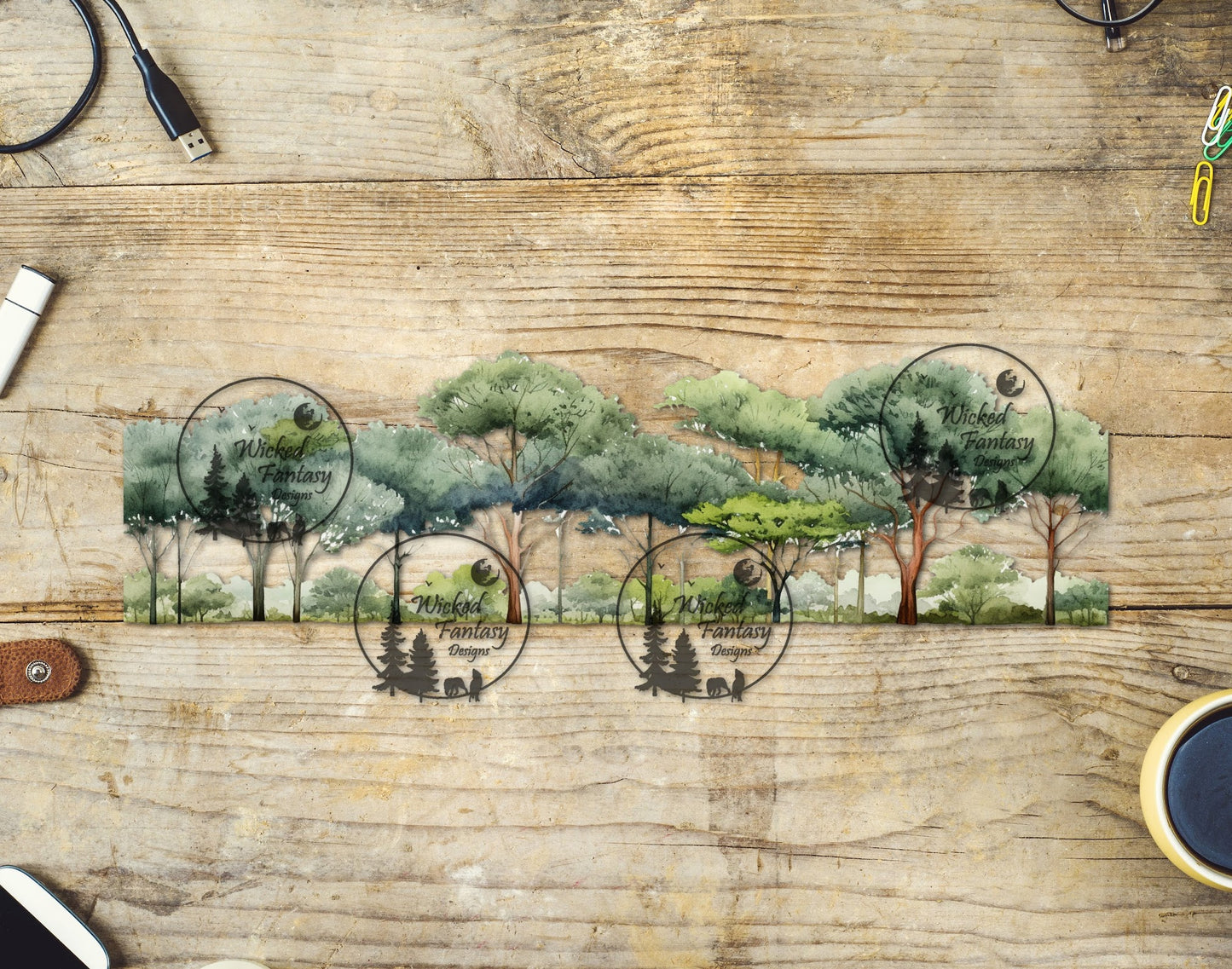 UVDTF Decal Tumbler Element Tree Line Border