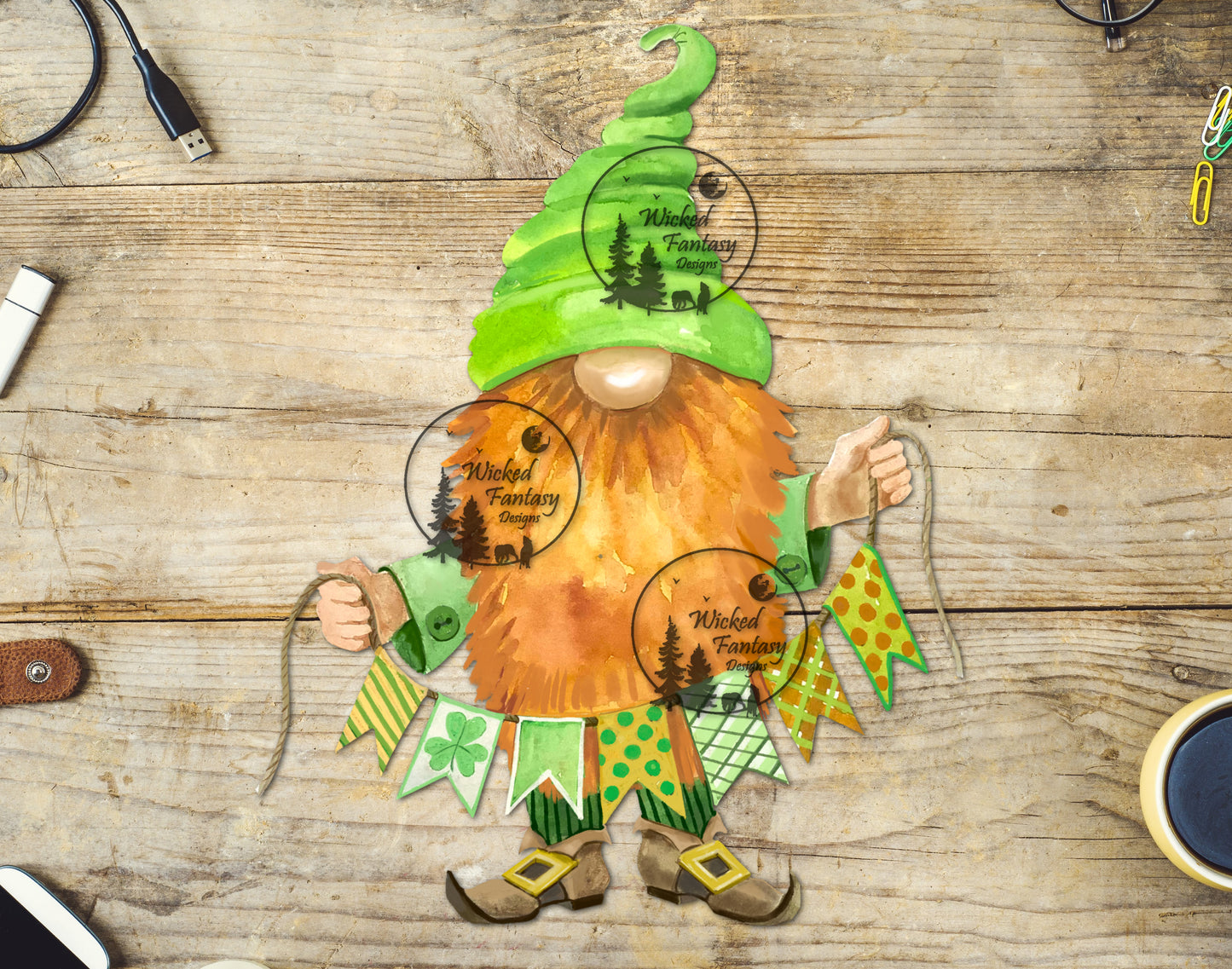 UVDTF Red Haired Gnome with Banner