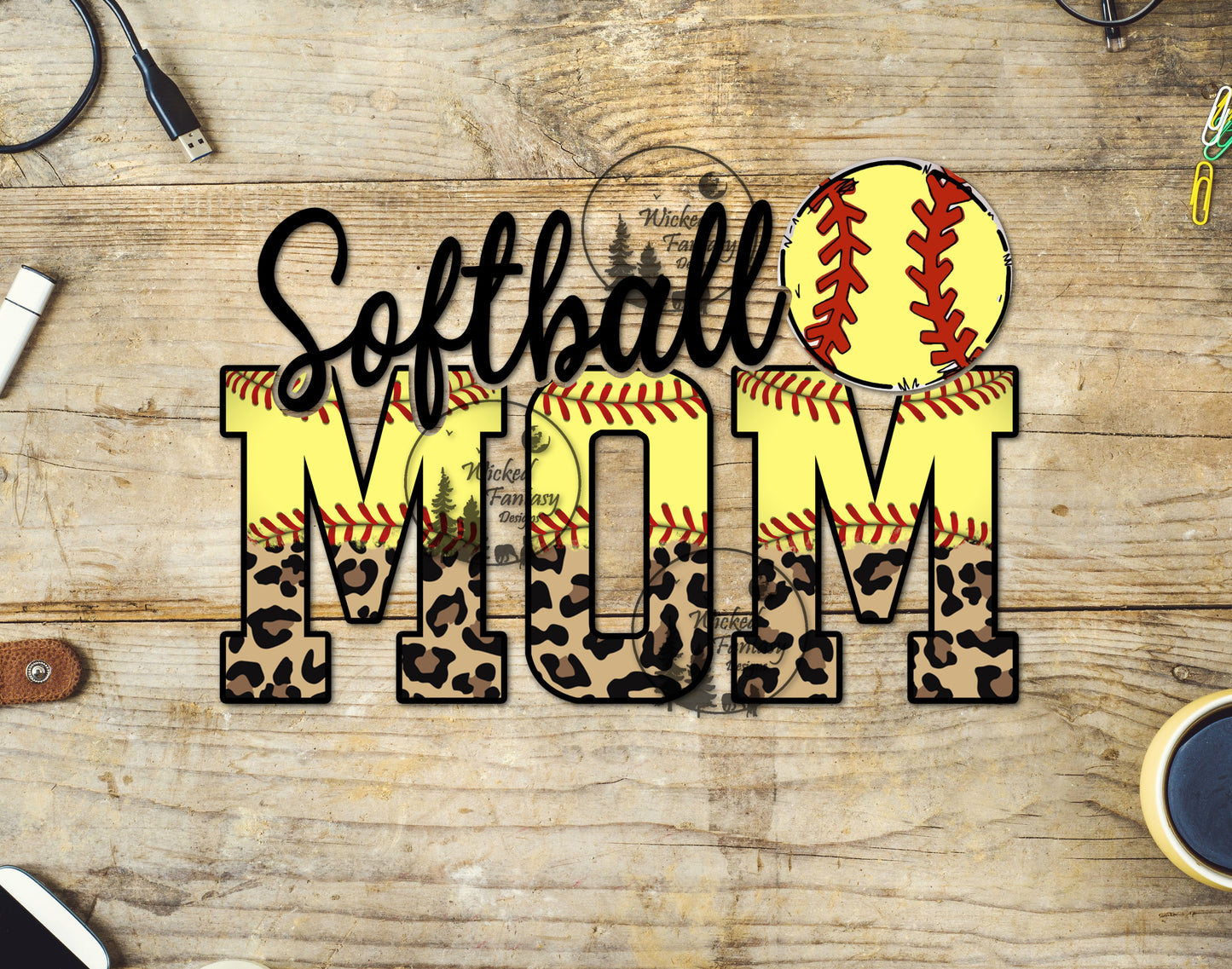 UVDTF Softball Mom Leopard Print