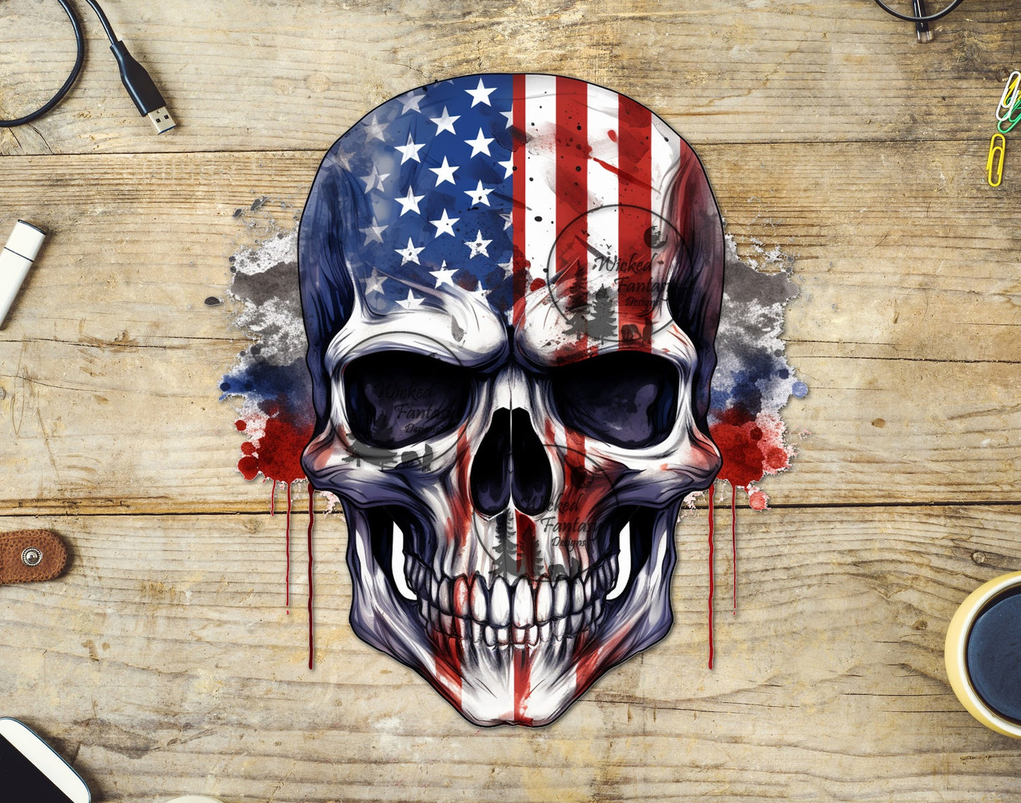 UVDTF USA American Flag Skull