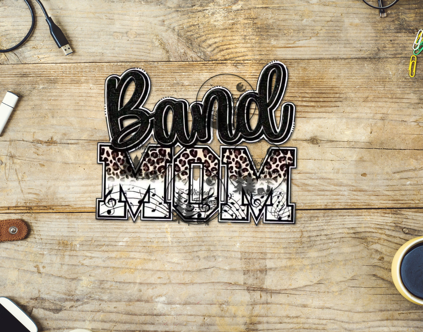 UVDTF Band Mom Leopard Print and Sheet Music