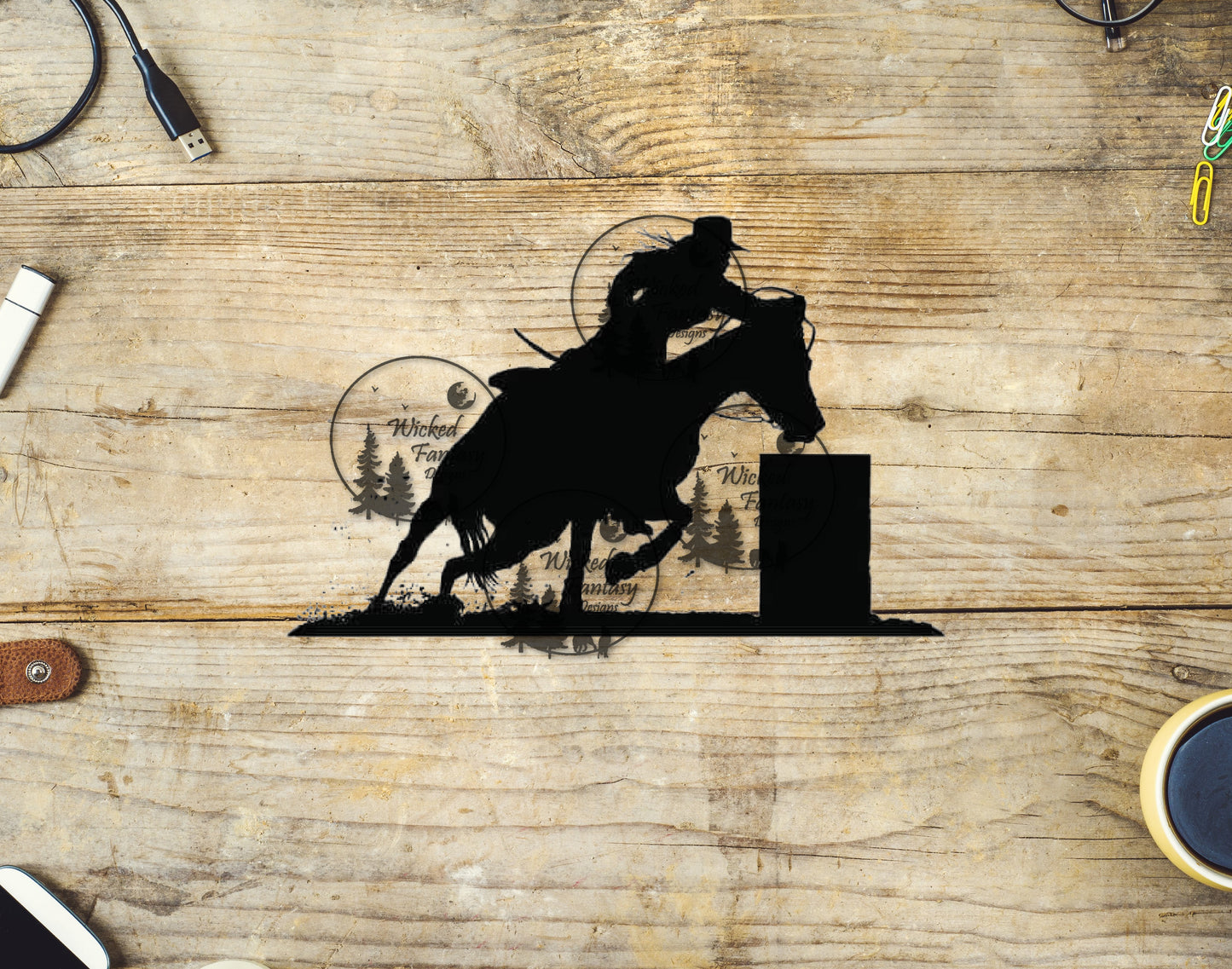 UVDTF Barrel Racing Western Horse Silhouette