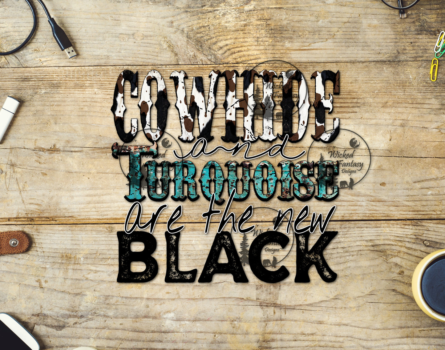 UVDTF Cowhide and Turquoise are the New Black