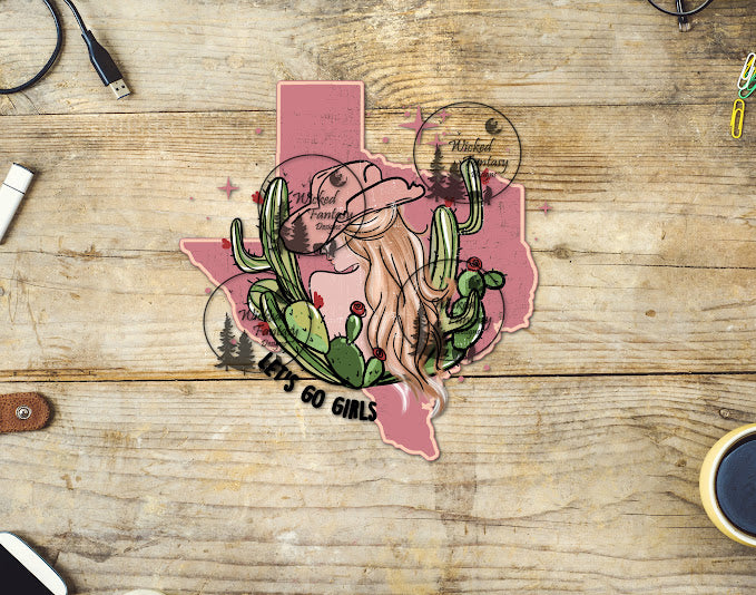 UVDTF Let's Go Girls Texas Cowgirl Cactus 1pc