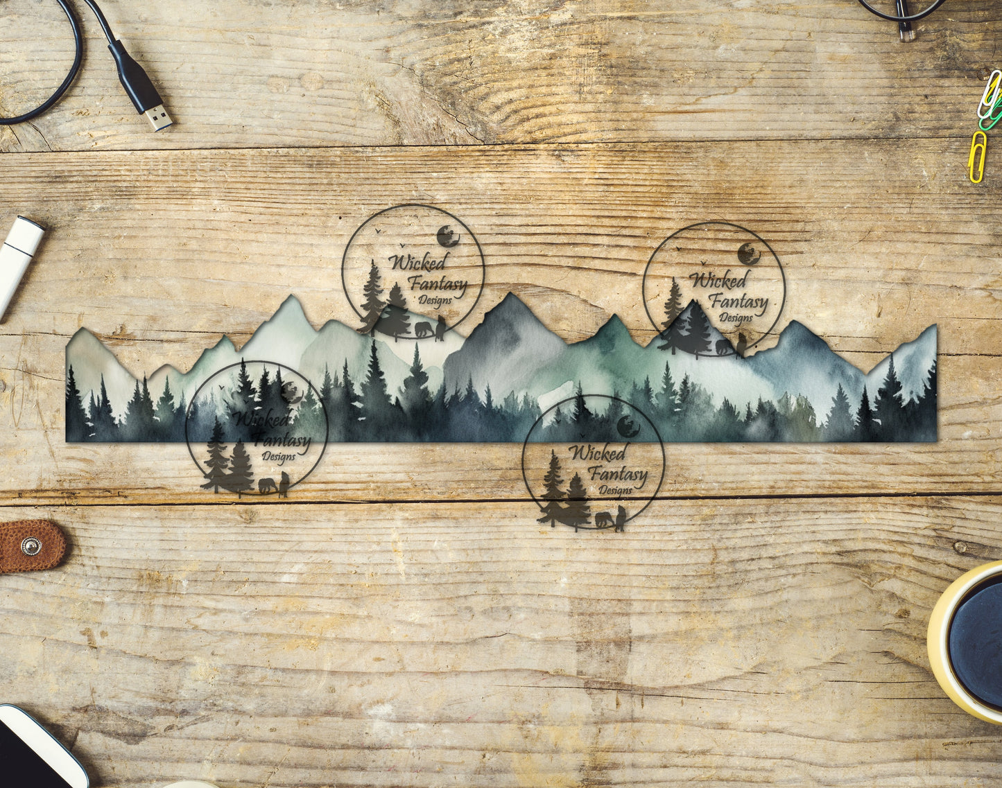 UVDTF Decal Tumbler Element Misty Mountains Border