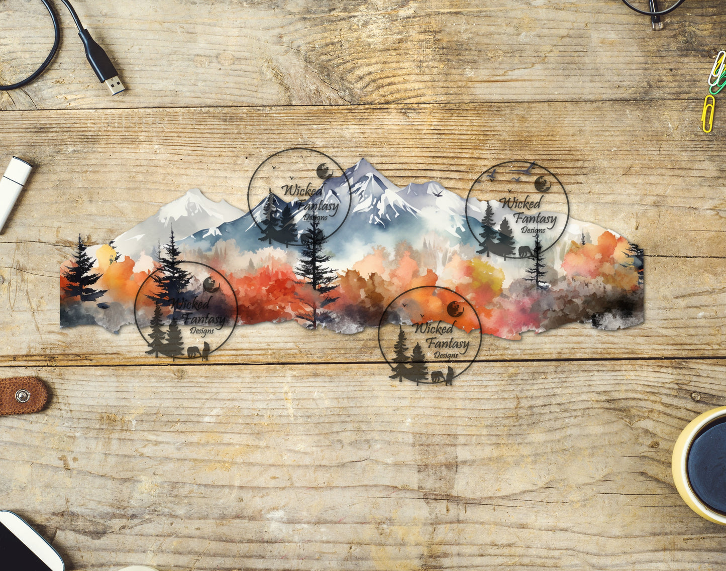 UVDTF Decal Tumbler Element Autumn Mountains Border 2