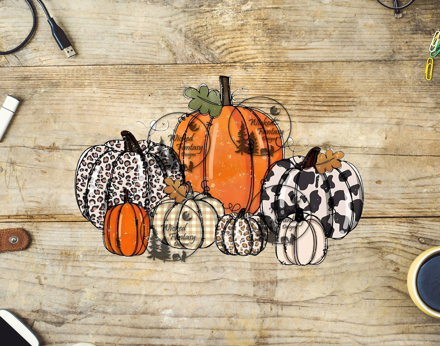 UVDTF Cream and Pumpkins Leopard and Cow Print