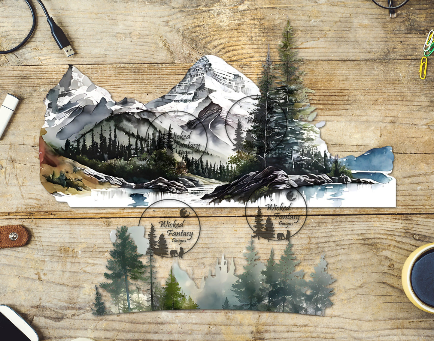 UVDTF Decal Element 40oz Tumbler Wrap Snow Covered Mountain Scene