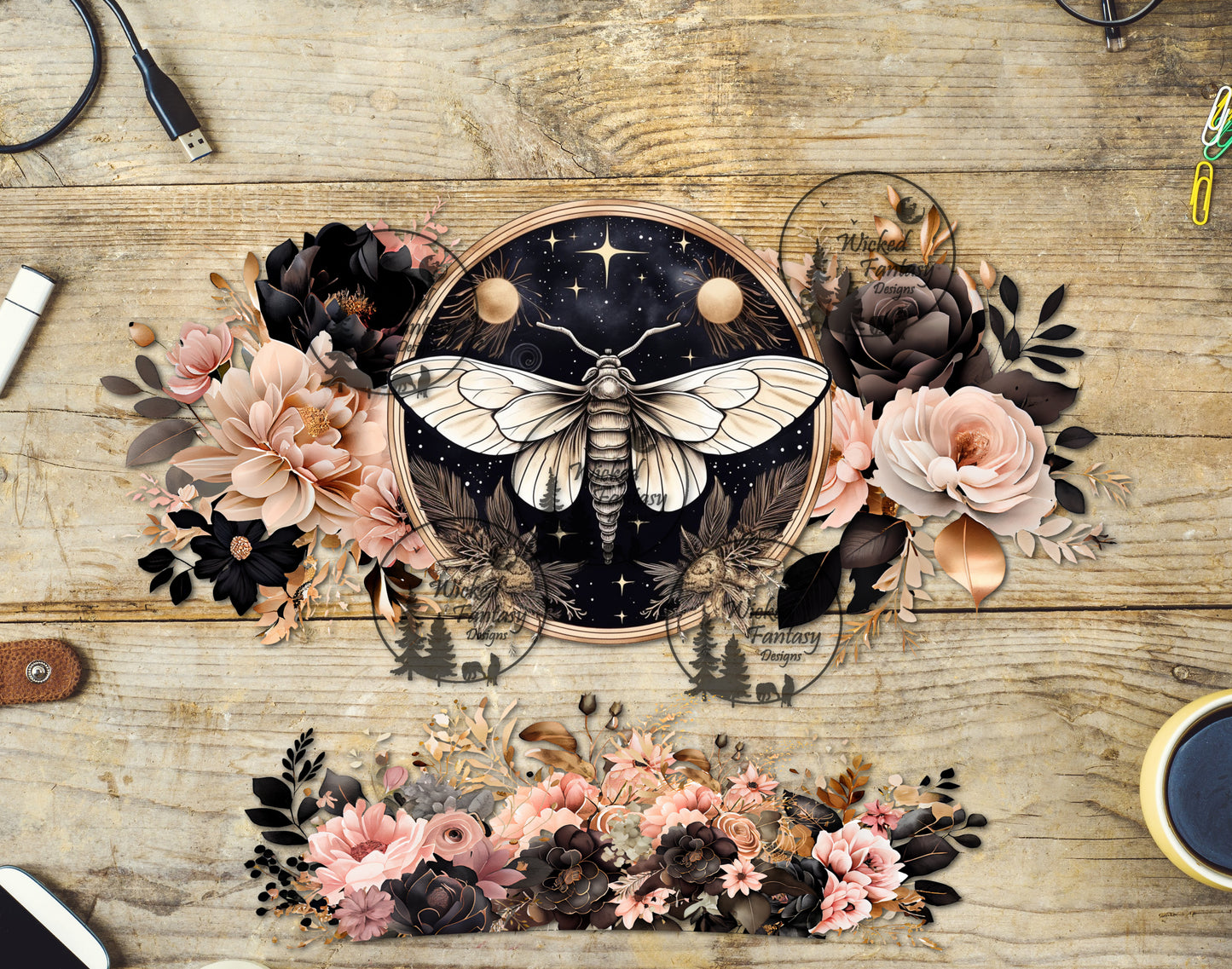 UVDTF Decal Element 40oz Tumbler Wrap Mystical Moth
