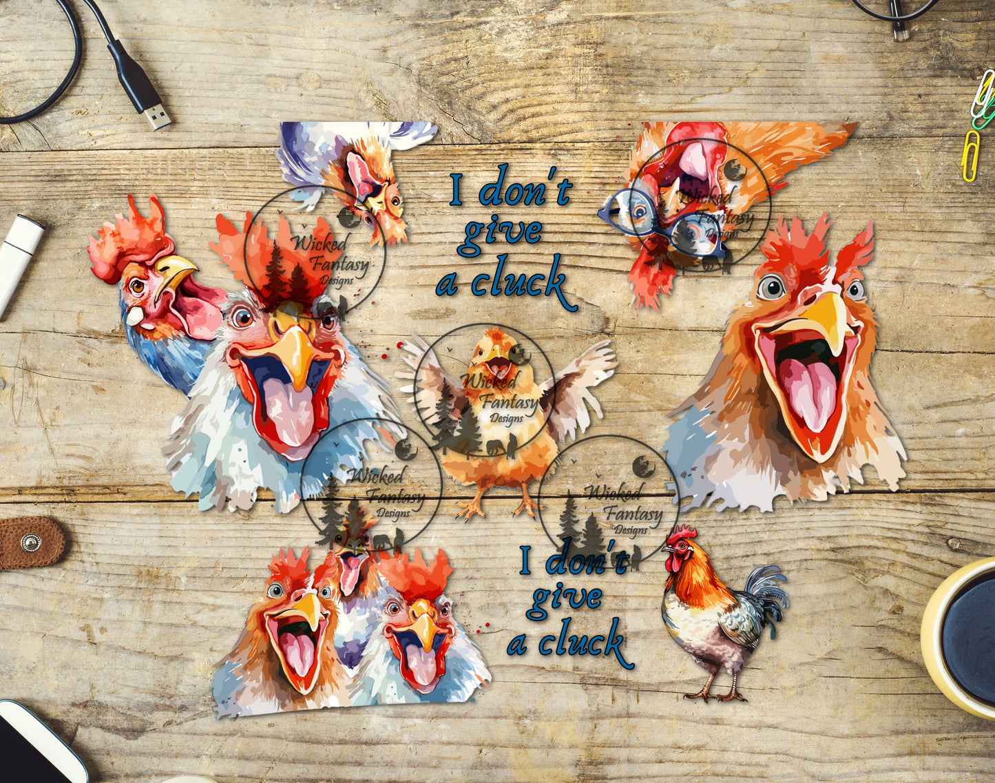 UVDTF I Don't Give a Cluck Chickens 16oz 40oz Tumbler Wrap Element