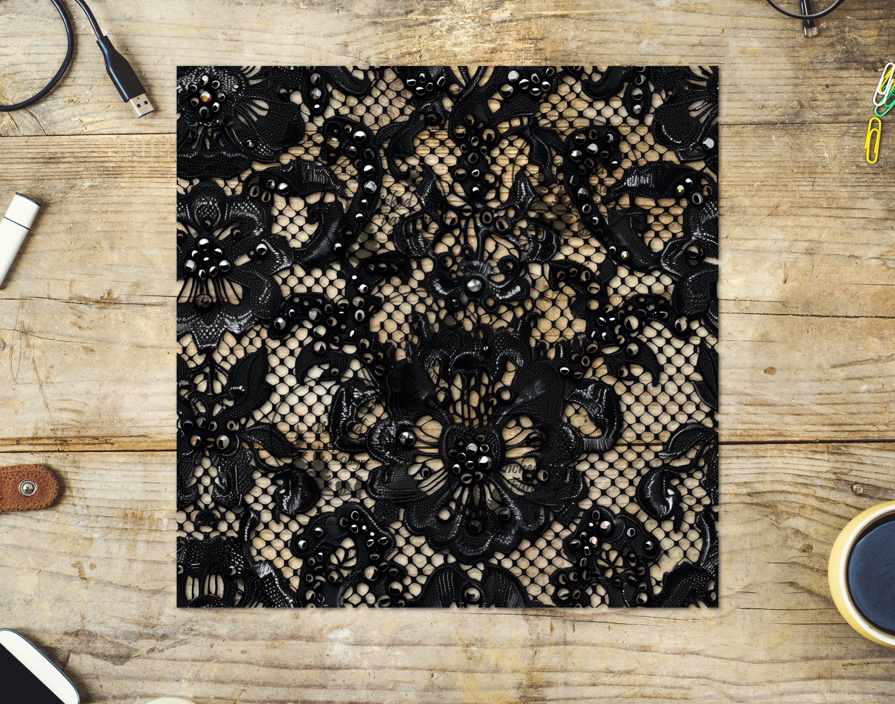 UVDTF Black Floral Lace 20oz 30oz 10"x10" – Wicked Fantasy Designs