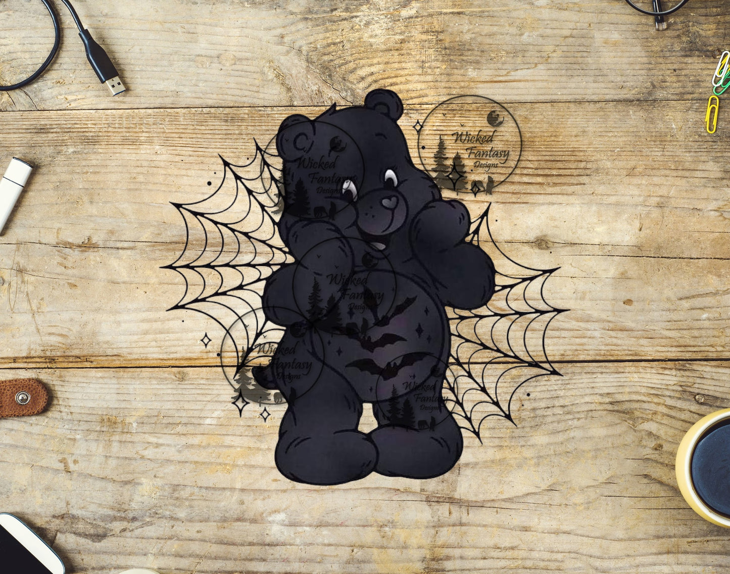 UVDTF Black Halloween Bear