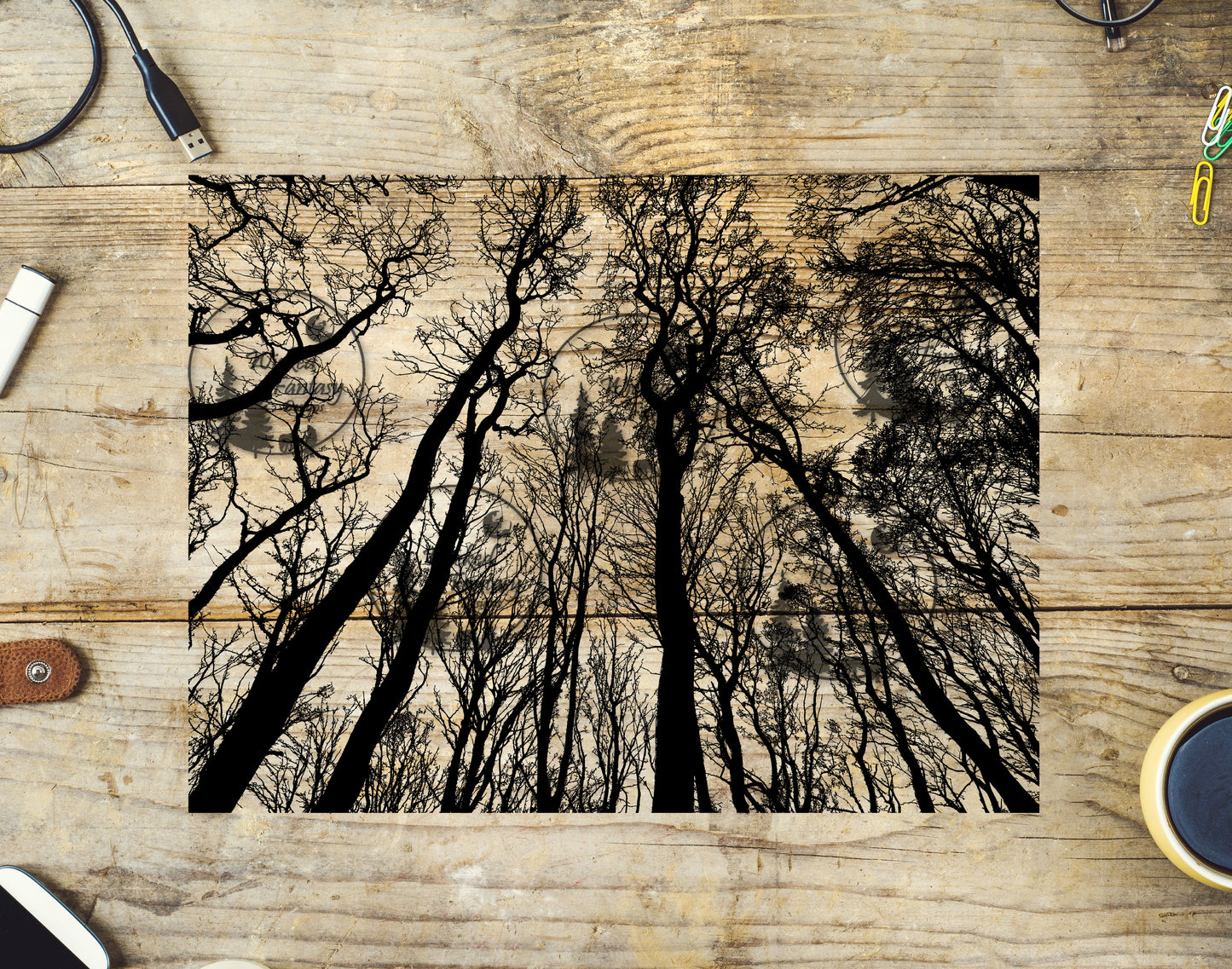 UVDTF Look Up Forest Silhouette Tumbler Wrap 20oz 30oz Element
