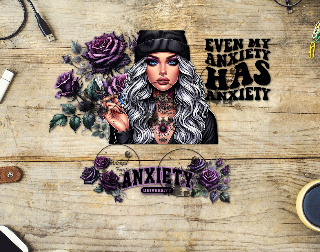 UVDTF Even my Anxiety has Anxiety Tumbler Wrap Element 40oz 16oz multiple sizes