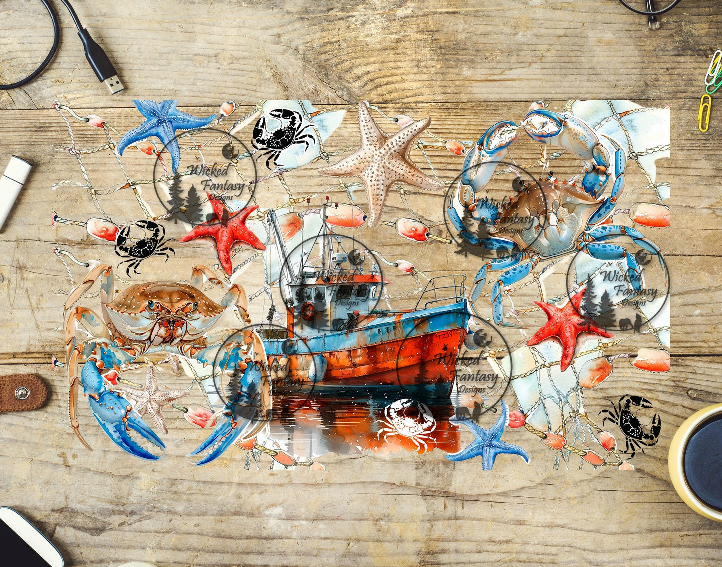 UVDTF Ocean Life 16oz 40oz Tumbler Wrap Element