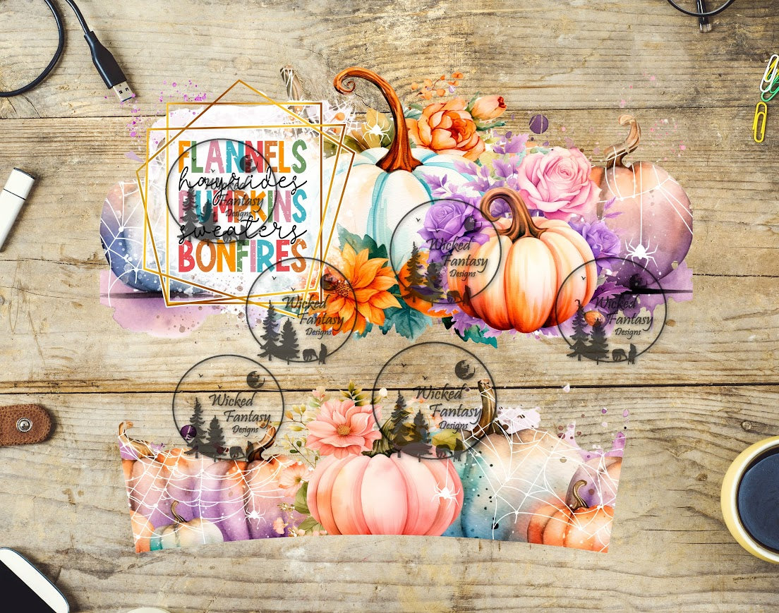 UVDTF Flannels Pumpkins and Bonfires Wrap Element 40oz 16oz multiple sizes