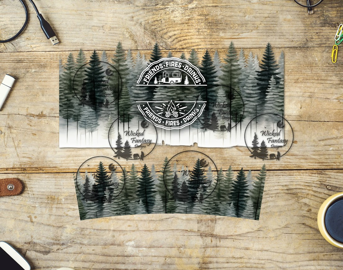 UVDTF Camping Pine Trees Wrap Element 40oz 16oz multiple sizes