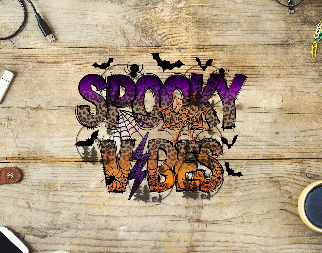 UVDTF Spooky Vibes Leopard Print and Spider Webs