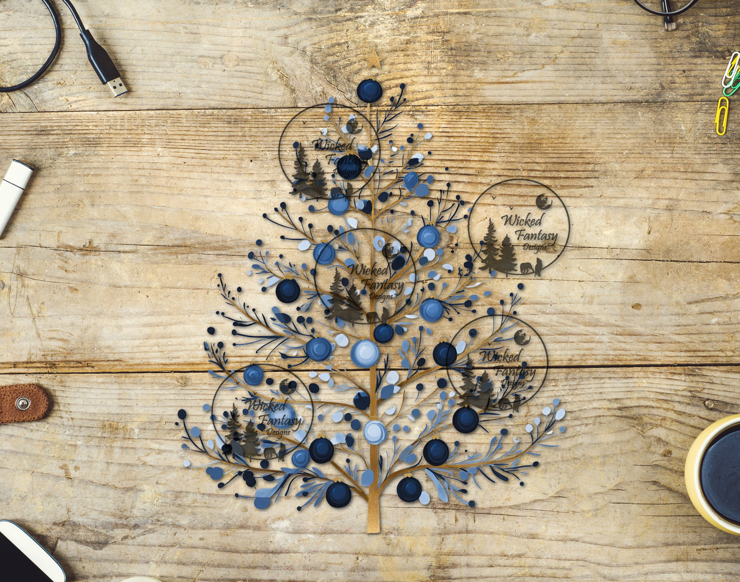 UVDTF Sparse Blue Christmas Tree