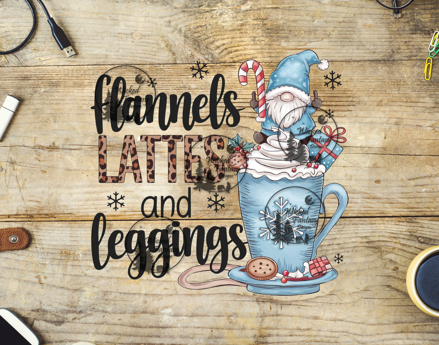 UVDTF Flannels Lattes and Leggings Gnome