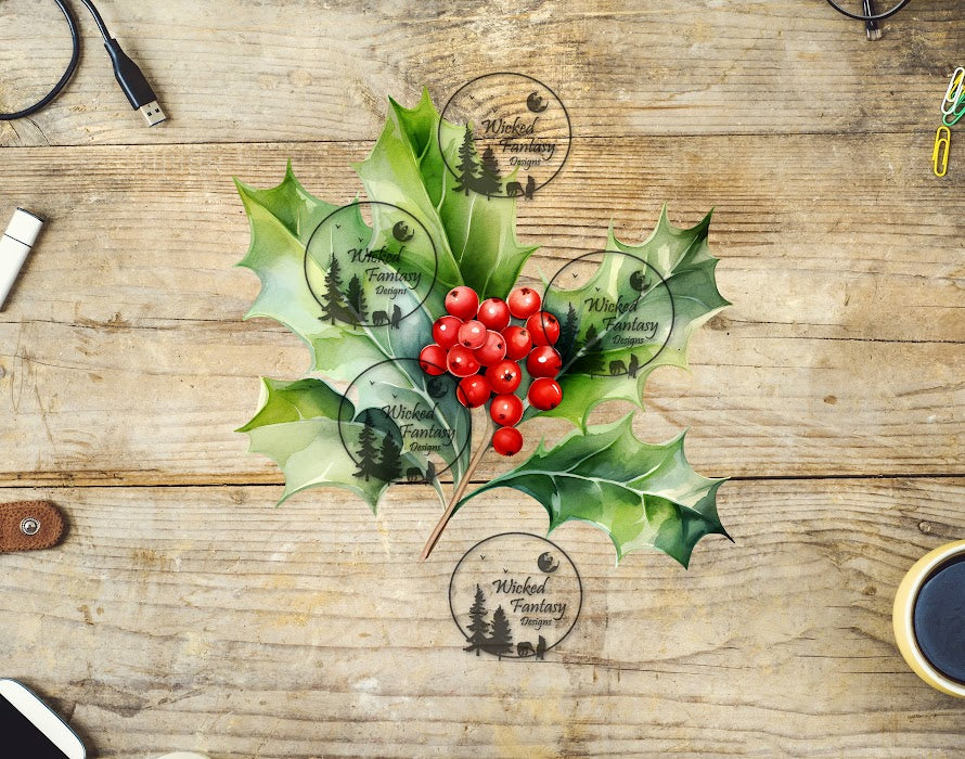 UVDTF Holly Floral Arrangement