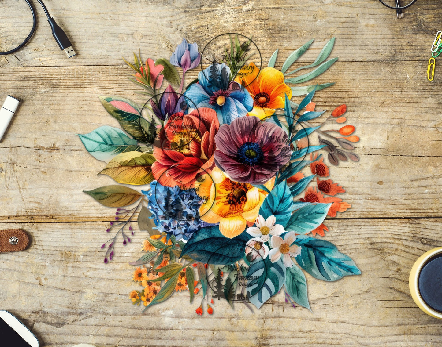 UVDTF Colorful Floral Arrangement