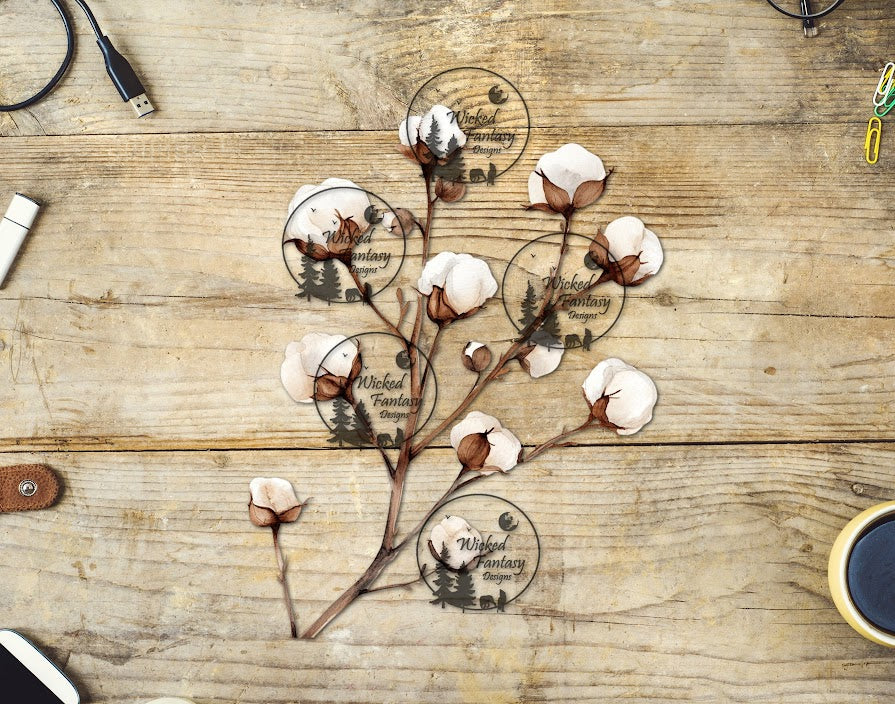 UVDTF Cotton Boll and Branch