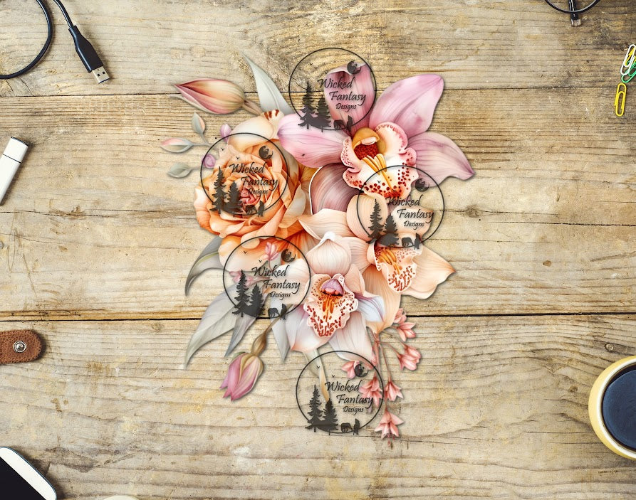 UVDTF Light Peach Floral Arrangement