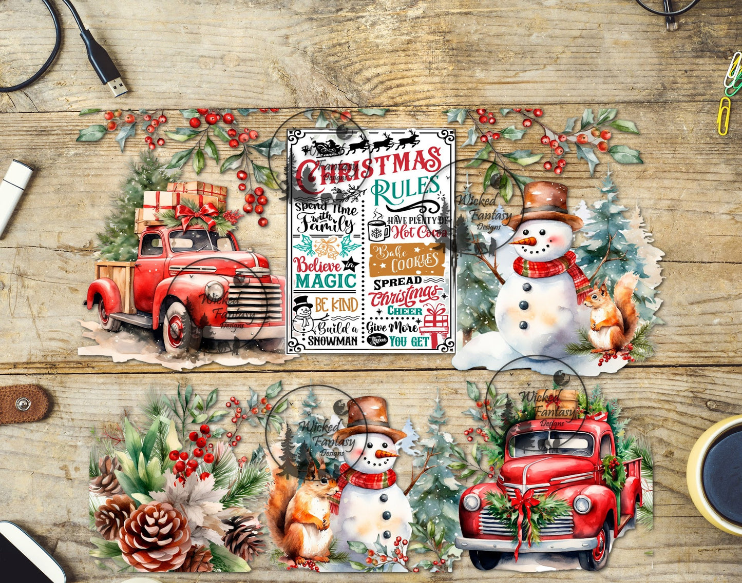 UVDTF Christmas Rules 20oz 30oz 10"x10" Element