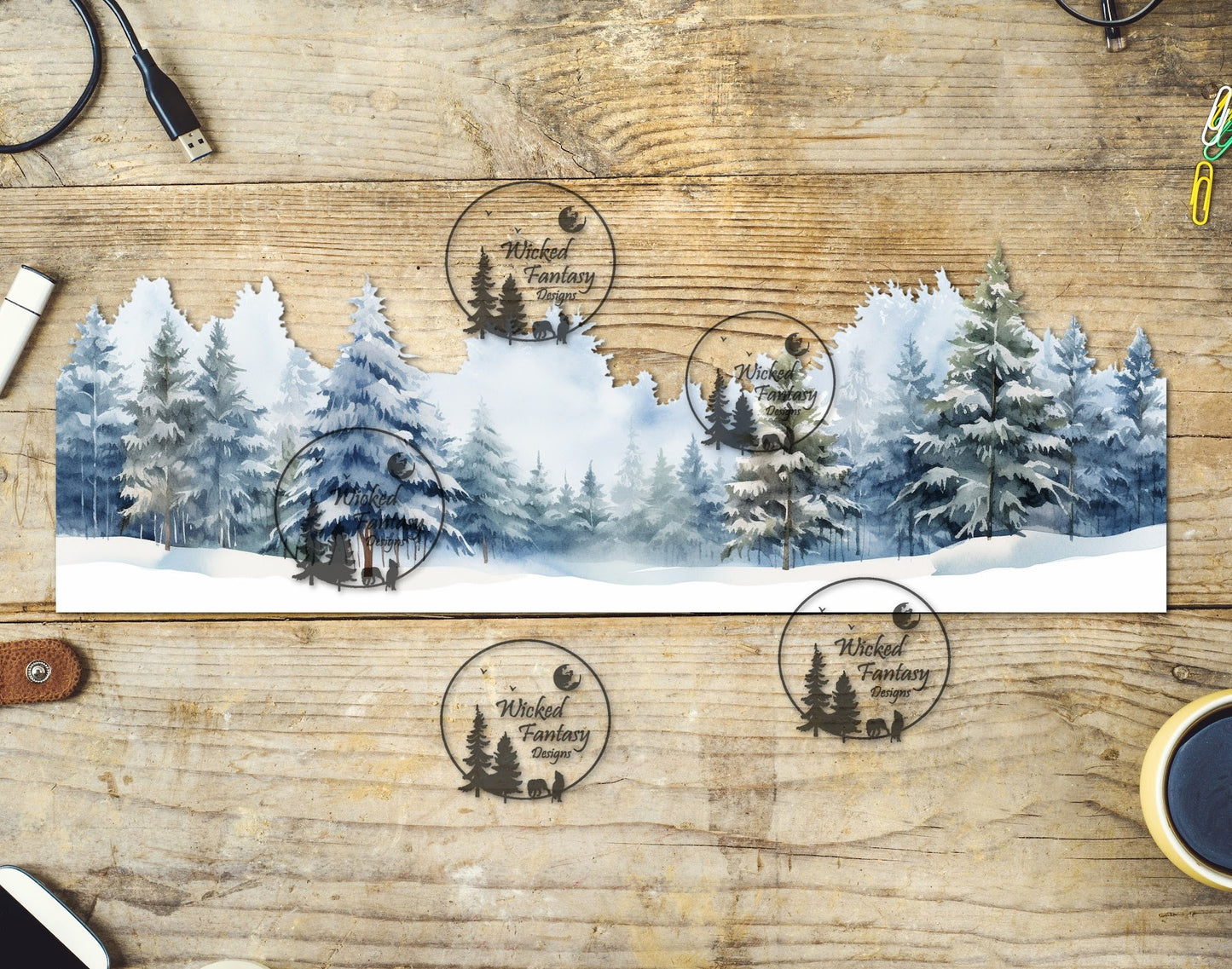 UVDTF Snowy Treeline III Border Element 11"