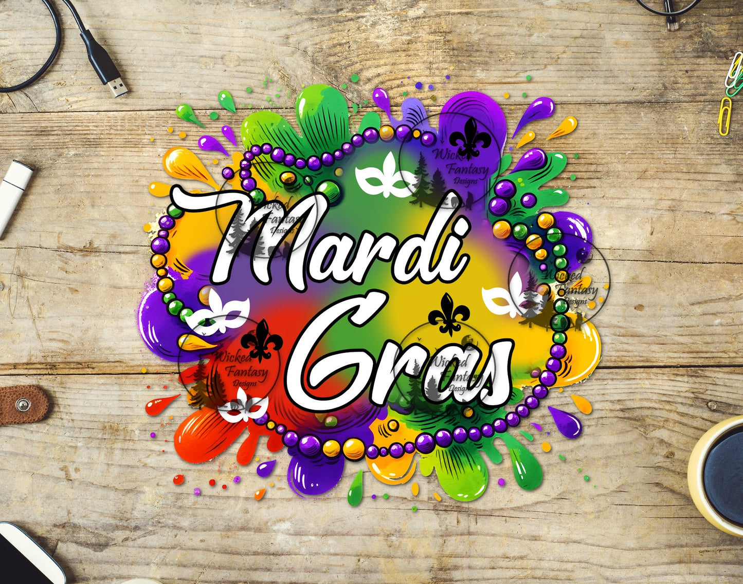 UVDTF Mardi Gras Paint Splatter