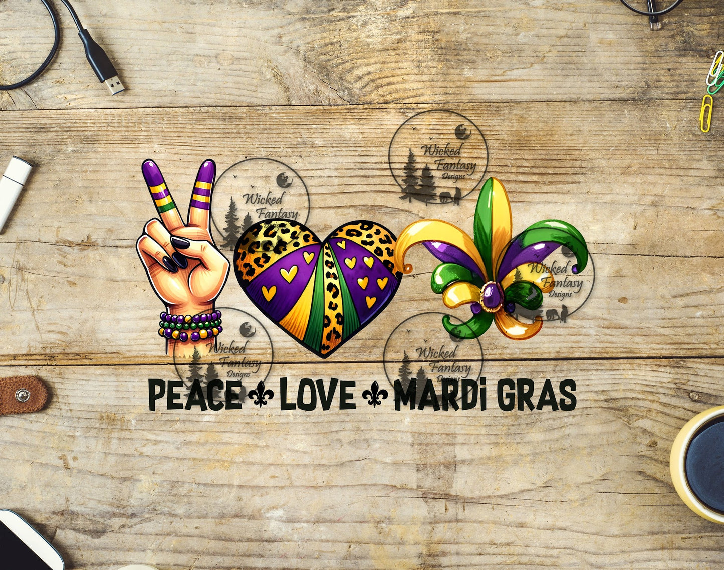 UVDTF Peace Love Mardi Gras