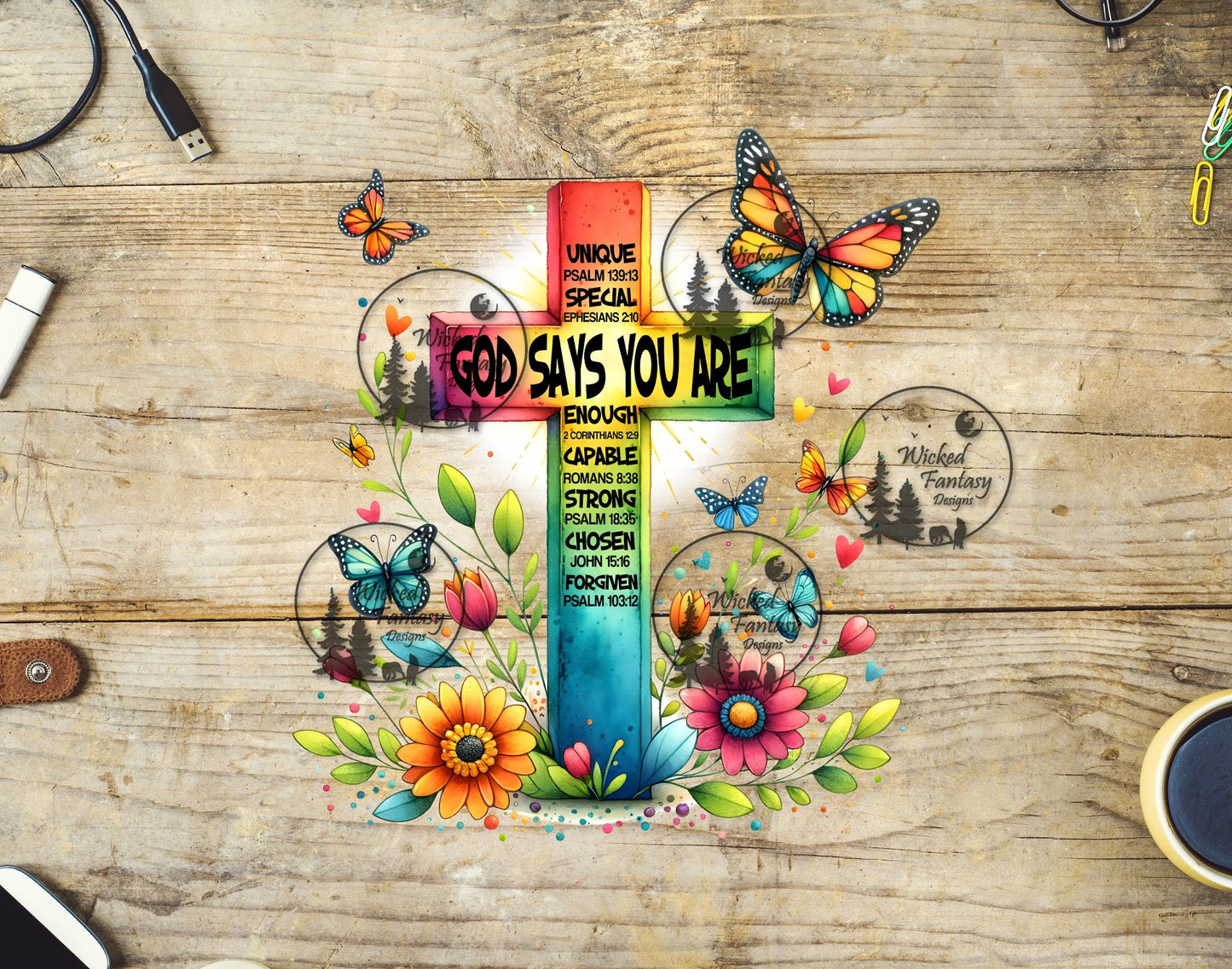 UVDTF God Says You Are Unique Special Enough Pastel Cross