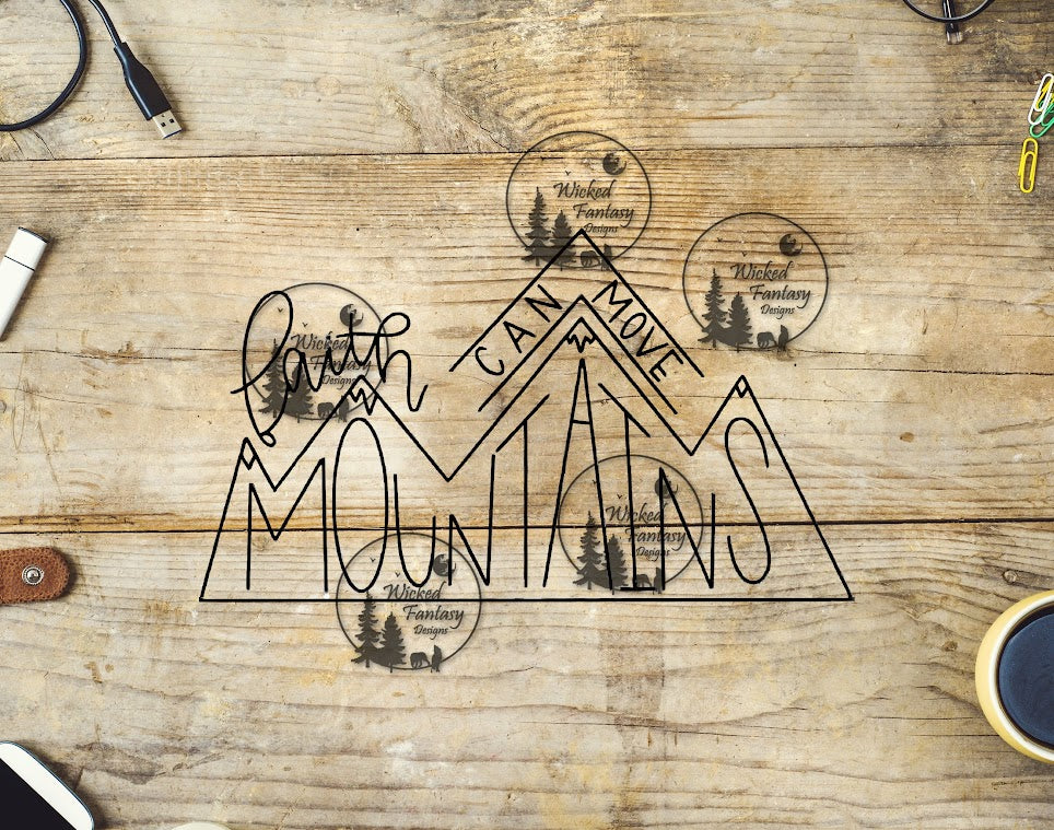 UVDTF Faith Can Move Mountains Line Art