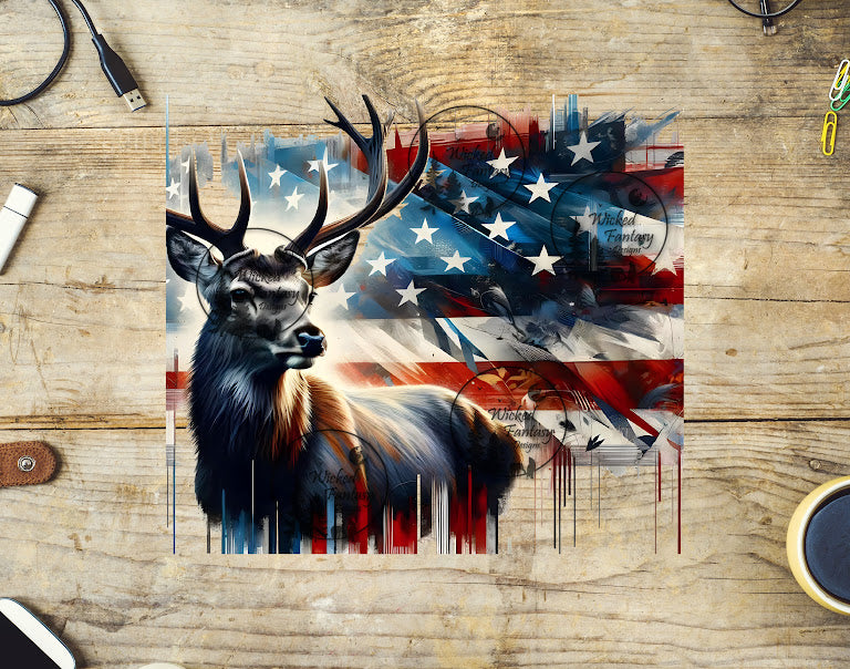 UVDTF Deer in Front of American Flag